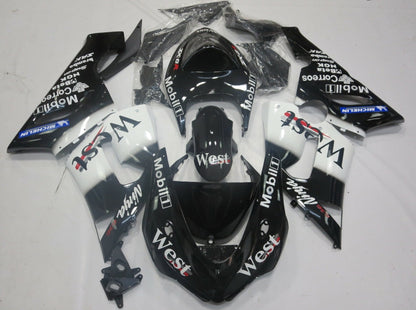 White and Black West Fairing Kit for a 2005 & 2006 Kawasaki ZX-6R 636 motorcycle