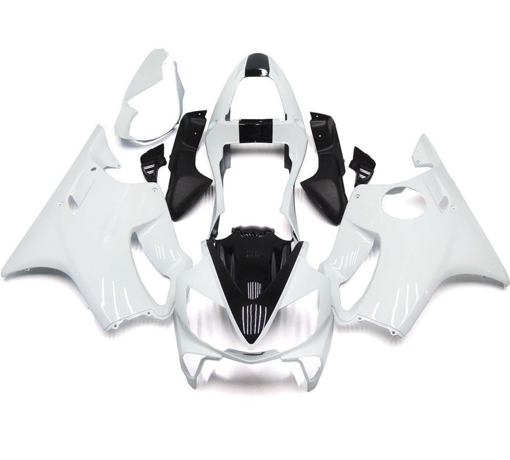 White and Black Fairing Kit for a 2001, 2002, 2003 Honda CBR600F4i motorcycle