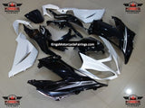 White and Black Fairing Kit for a 2013, 2014, 2015, 2016, 2017 & 2018 Kawasaki ZX-6R 636 motorcycle