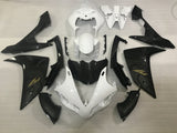 Faux Carbon Fiber, White and Gold Fairing Kit for a 2007 & 2008 Yamaha YZF-R1 motorcycle