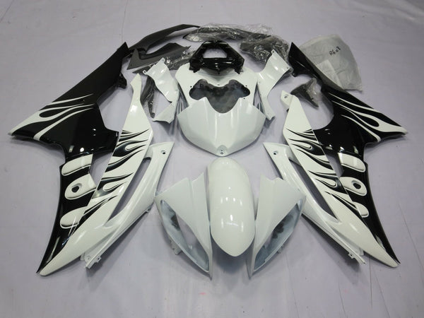 Yamaha YZF-R6 (2008-2016) White & Black Flame Fairings