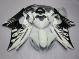 White and Black Flames Fairing Kit for a 2008, 2009, 2010, 2011, 2012, 2013, 2014, 2015 & 2016 Yamaha YZF-R6 motorcycle
