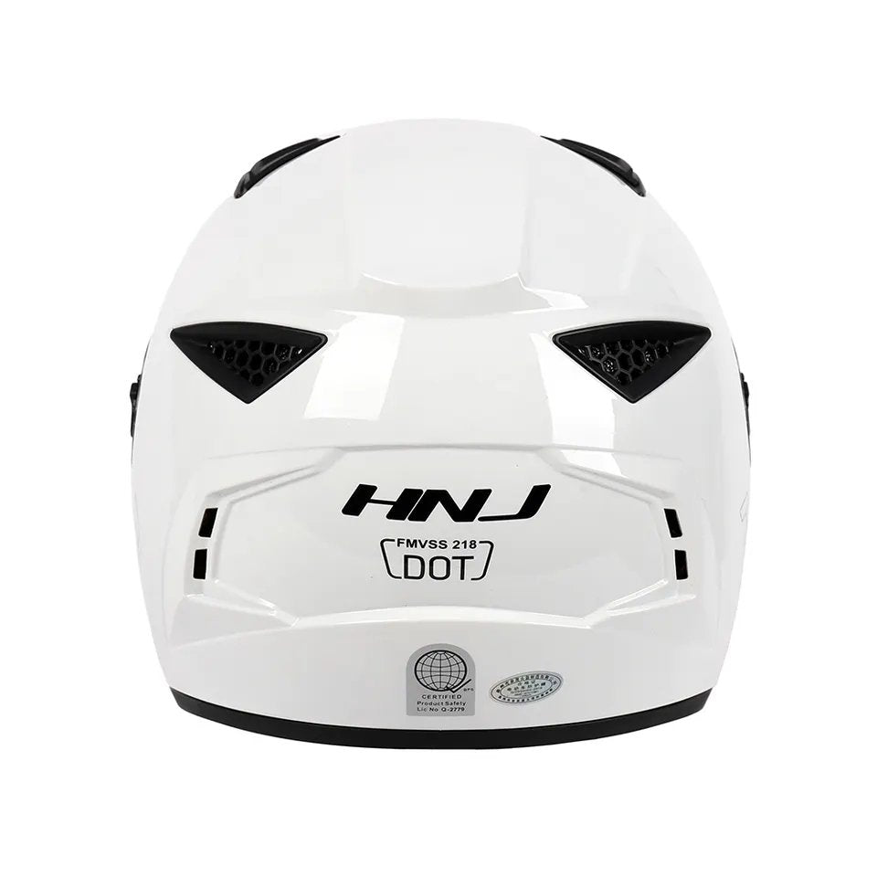 The White HNJ Full-Face Motorcycle Helmet is brought to you by KingsMotorcycleFairings.com