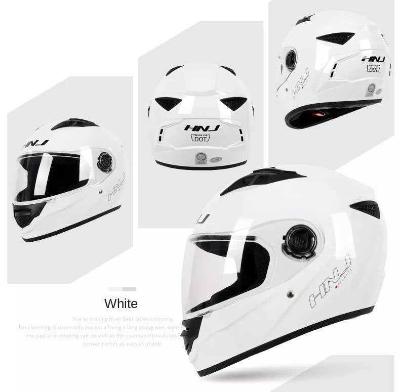 White HNJ Motorcycle Helmet with Clear Visor