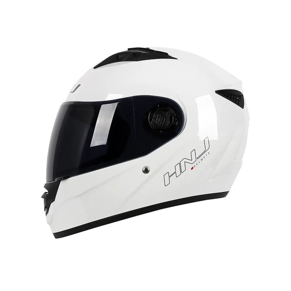 The White HNJ Full-Face Motorcycle Helmet is brought to you by KingsMotorcycleFairings.com