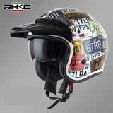 White License Plate RHKC Open Face Motorcycle Helmet at KingsMotorcycleFairings.com