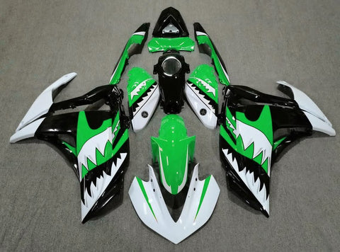 Yamaha YZF-R3 (2015-2018) Green, Black & White Shark Teeth Fairings
