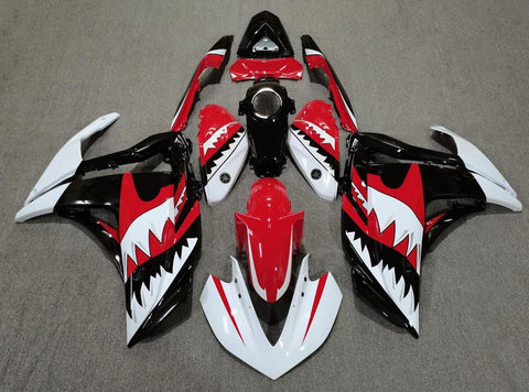 Yamaha YZF-R3 (2015-2018) Red, Black & White Shark Teeth Fairings