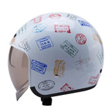 White Stamped Retro Motorcycle Helmet is brought to you by KingsMotorcycleFairings.com
