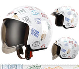 White Stamped Retro Motorcycle Helmet is brought to you by KingsMotorcycleFairings.com