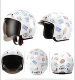 White Stamped Retro Motorcycle Helmet is brought to you by KingsMotorcycleFairings.com