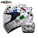 White & Black Doodle Motorcycle Helmet at KingsMotorcycleFairings.com