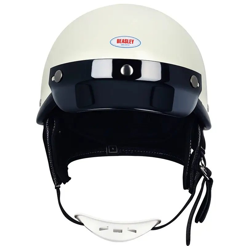 White & Black Retro Open Face 3/4 Beasley Motorcycle Helmet is brought to you by KingsMotorcycleFairings.com