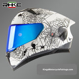 White & Black Spider Motorcycle Helmet at KingsMotorcycleFairings.com