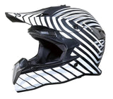 White and Black Zebra Stripe Dirt Bike Motorcycle Helmet is brought to you by KingsMotorcycleFairings.com