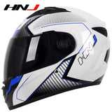 The White, Black and Blue HNJ Full-Face Motorcycle Helmet is brought to you by Kings Motorcycle Fairings