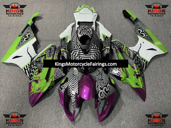 BMW S1000RR (2009-2014) White, Black, Pink & Green Bull Pattern Fairings