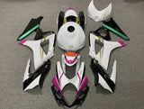 White, Black, Pink, Gold, Gray, Green and Orange Fairing Kit for a 2007 & 2008 Suzuki GSX-R1000 motorcycle
