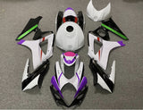 White, Black, Purple, Red, Green and Pink Fairing Kit for a 2007 & 2008 Suzuki GSX-R1000 motorcycle
