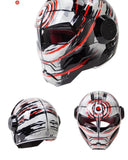 White, Black and Red Bullseye Iron Man Full Face Modular Motorcycle Helmet is brought to you by KingsMotorcycleFairings.com