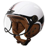White, Black and Red Half Face Retro Space Motorcycle Helmet is brought to you by KingsMotorcycleFairings.com