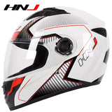 The White, Black and Red HNJ Full-Face Motorcycle Helmet is brought to you by Kings Motorcycle Fairings