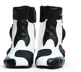 White, Black & Red Speed Leather Motorcycle Mid Boots at KingsMotorcycleFairings.com