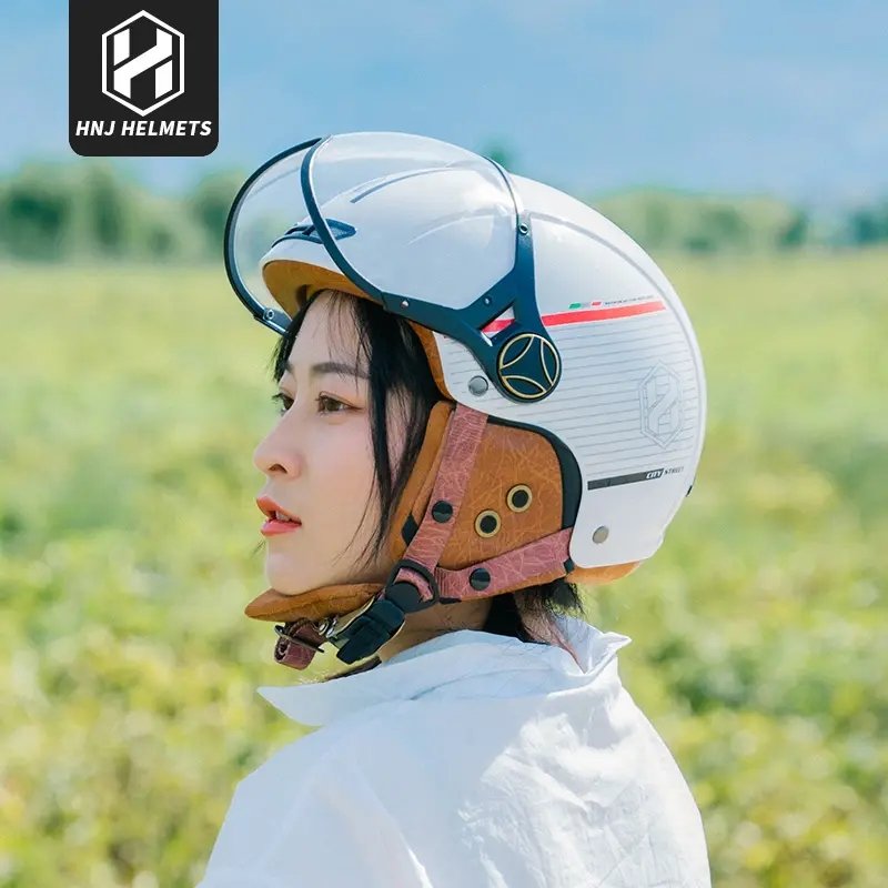 White, Black and Red Striped Half Face Retro Space Motorcycle Helmet is brought to you by KingsMotorcycleFairings.com