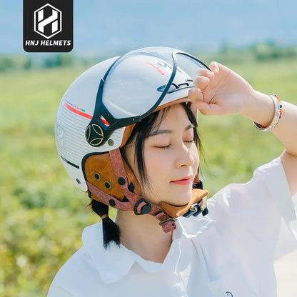 White, Black and Red Striped Half Face Retro Space Motorcycle Helmet is brought to you by KingsMotorcycleFairings.com