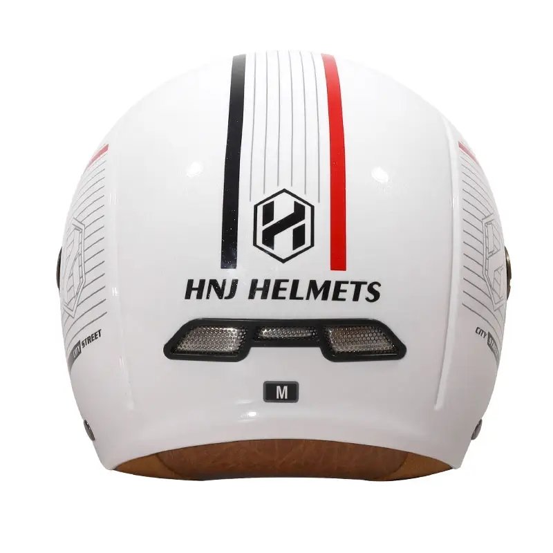 White, Black and Red Striped Half Face Retro Space Motorcycle Helmet is brought to you by KingsMotorcycleFairings.com
