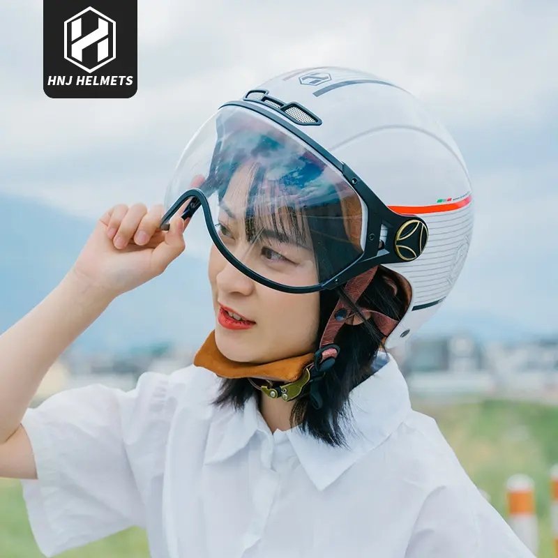 White, Black and Red Striped Half Face Retro Space Motorcycle Helmet is brought to you by KingsMotorcycleFairings.com