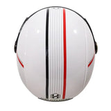 White, Black and Red Striped Half Face Retro Space Motorcycle Helmet is brought to you by KingsMotorcycleFairings.com