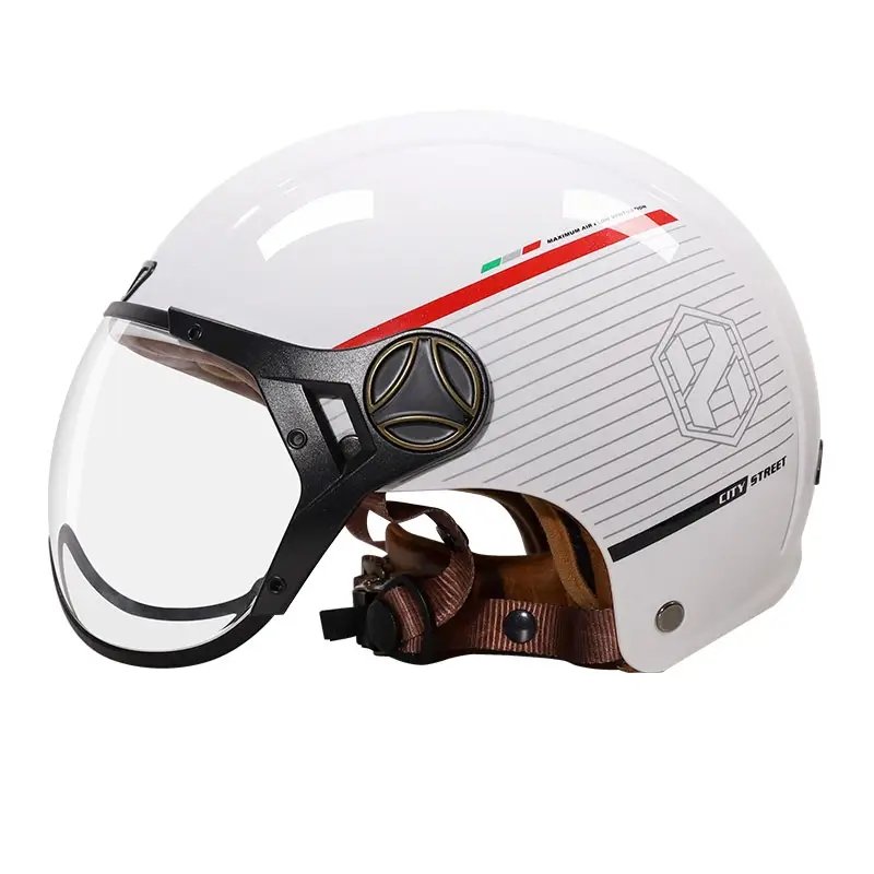 White, Black and Red Striped Half Face Retro Space Motorcycle Helmet is brought to you by KingsMotorcycleFairings.com