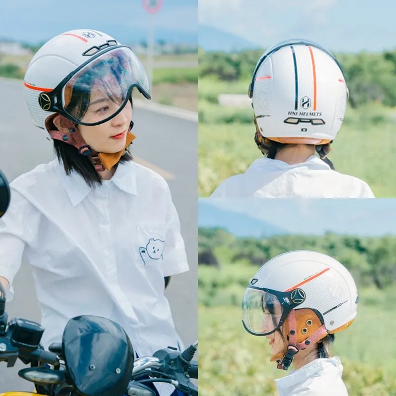 White, Black and Red Striped Half Face Retro Space Motorcycle Helmet is brought to you by KingsMotorcycleFairings.com