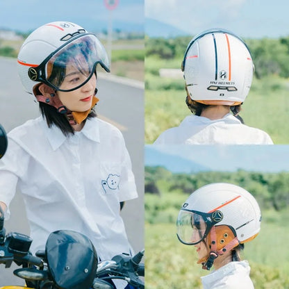 White, Black and Red Striped Half Face Retro Space Motorcycle Helmet is brought to you by KingsMotorcycleFairings.com