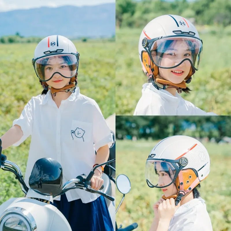 White, Black and Red Striped Half Face Retro Space Motorcycle Helmet is brought to you by KingsMotorcycleFairings.com