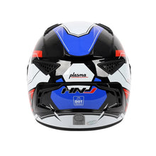 White, Black, Red & Blue HNJ Motorcycle Helmet with Black Visor