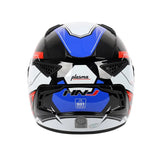 White, Black, Red & Blue HNJ Motorcycle Helmet with Black Visor