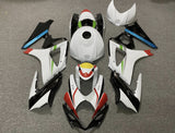 White, Black, Red, Green, Gray, Blue and Yellow Fairing Kit for a 2007 & 2008 Suzuki GSX-R1000 motorcycle