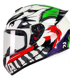 White, Black, Red, Green & Purple Joker Motorcycle Helmet - KingsMotorcycleFairings.com