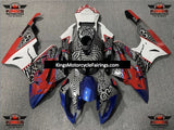 White, Black, Blue and Red Bull Pattern Fairing Kit for a 2009, 2010, 2011, 2012, 2013 and 2014 BMW S1000RR motorcycle