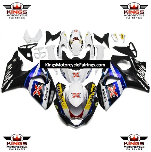 Suzuki GSXR1000 (2009-2016) White, Black & Blue Dark Dog Fairings