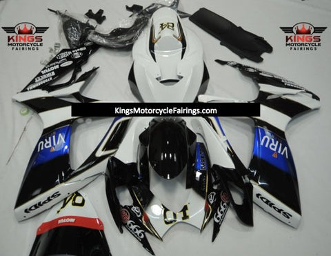 White, Black and Blue Viru Fairing Kit for a 2006 & 2007 Suzuki GSX-R750 motorcycle