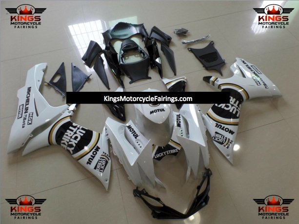 Suzuki GSXR600 (2011-2023) White, Black & Gold Lucky Strike Fairings