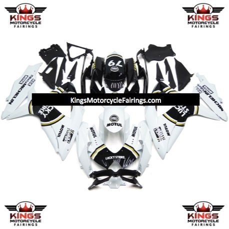 Suzuki GSXR600 (2008-2010) White, Black & Gold Lucky Strike Fairings