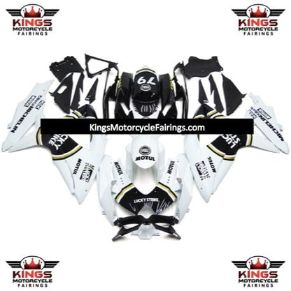 Suzuki GSXR750 (2008-2010) White, Black & Gold Lucky Strike 79 Fairings