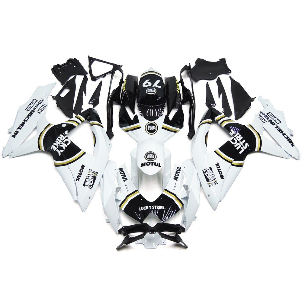 Suzuki GSXR750 (2008-2010) White, Black & Gold Lucky Strike 79 Fairings