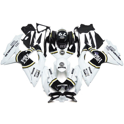 Suzuki GSXR750 (2008-2010) White, Black & Gold Lucky Strike 79 Fairings