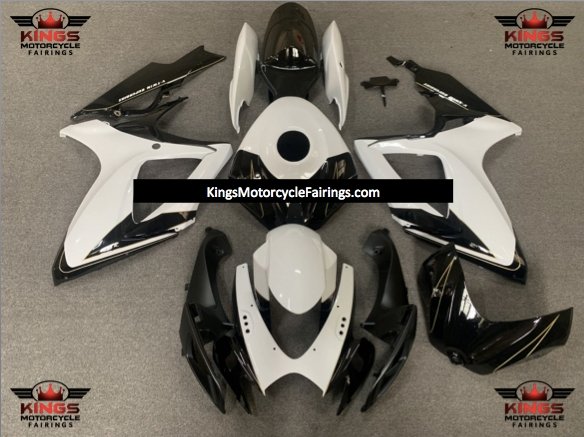 Suzuki GSXR600 (2006-2007) White, Black & Gold Pinstripe Fairings