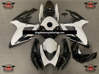 Suzuki GSXR600 (2006-2007) White, Black & Gold Pinstripe Fairings